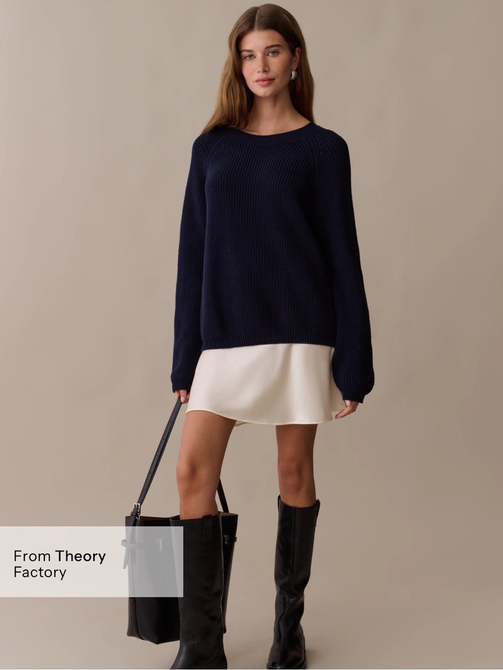 Few Moda CAARA Nyx Cotton Sweater in Navy